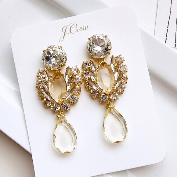 NWT J.CREW OVERSIZED CRYSTAL STATEMENT EARRINGS - Picture 1 of 11